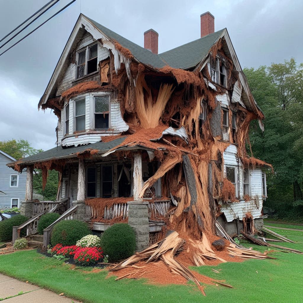 Signs Your Reeds Spring Home Needs a Tree Inspection Blog Article - Tree with visible damage, including broken branches and signs of disease near an Reeds Spring home